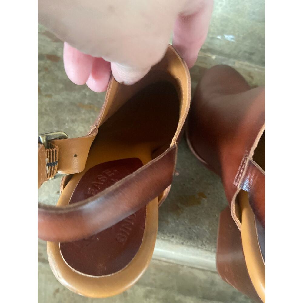 Kork-Ease Hanelle brown leather stacked heel mules with back strap - Picture 6 of 8